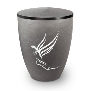 Urne Genesis Gravur Engel Silber mit Dekorring Schwarz 9mm