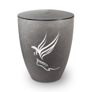 Urne Genesis Gravur Engel Silber mit Dekorring Schwarz 3mm