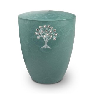 Urne Genesis Gravur Lebensbaum mit Strassstein-Herzen Jade Standard