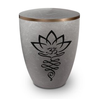 Urne Genesis Gravur Lotusbl&uuml;te Silber mit Dekorring Gold 9mm
