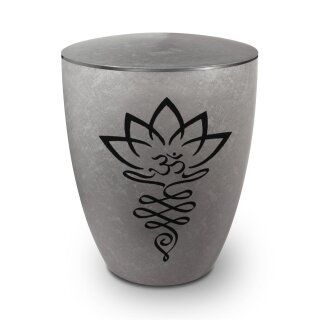 Urne Genesis Gravur Lotusbl&uuml;te Silber mit Dekorring Silber 3mm