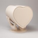Herzurne mit Deckel undekoriert Cremewei&szlig;