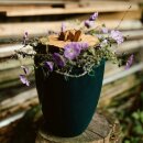 Urne Bl&uuml;te der Erinnerung Gr&uuml;n mit geschnitzter Bl&uuml;te Eiche
