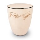 Urne Genesis Gravur Hand to Hand Cremewei&szlig; mit...
