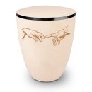 Urne Genesis Gravur Hand to Hand Cremewei&szlig; mit...