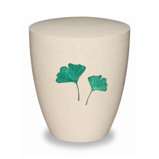 Urne Genesis Gravur Cremewei&szlig; Ginkgoblatt Gr&uuml;n Standard