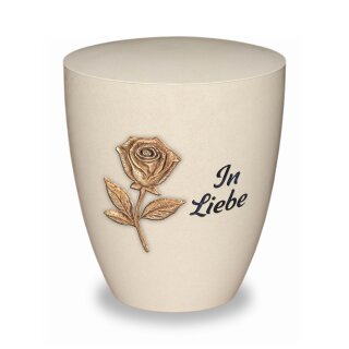 Urne Genesis Cremewei&szlig; mit Applikation Rose und...