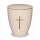 Urne Genesis Cremewei&szlig; mit Applikation Kreuz Anthik