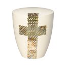 Urne Genesis Cremewei&szlig; mit Design Kreuz