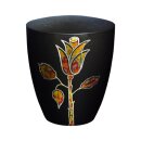 Urne Genesis Schwarz mit Design Rose