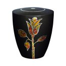 Urne Genesis Schwarz mit Design Rose