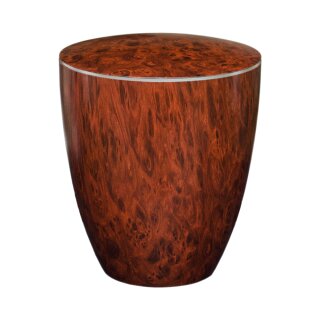 Urne Genesis Premium Wurzelholz mit Dekorring Silber 3mm