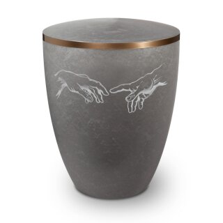 Urne Genesis Gravur Hand to Hand Silber mit Dekorring Gold 9mm