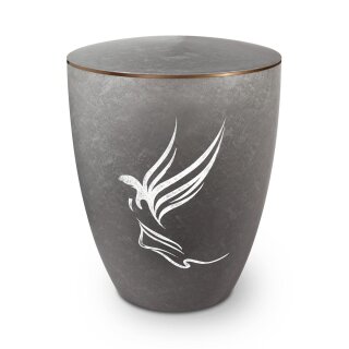 Urne Genesis Gravur Engel Silber mit Dekorring Gold 3mm