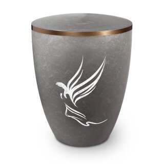 Urne Genesis Gravur Engel Silber mit Dekorring Gold 9mm