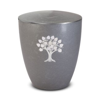 Urne Genesis Gravur Lebensbaum Silber mit Dekorring Silber 3mm